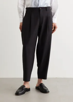 Wool Milled Check Trousers