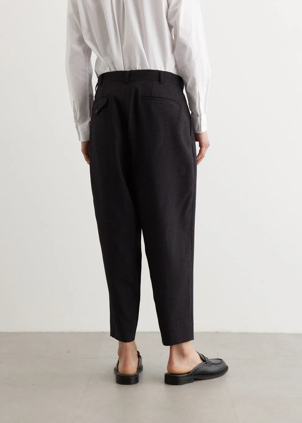 Wool Milled Check Trousers